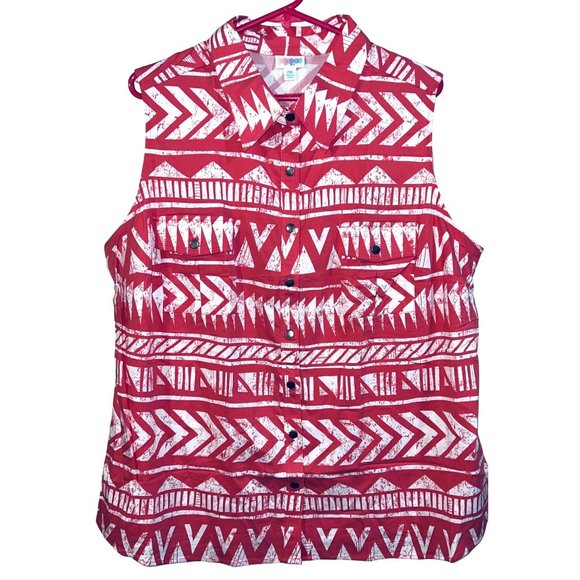 LuLaRoe Pink & White Sleeveless Button-Up Top 2XL Lightweight Womens Apparel - Picture 1 of 3